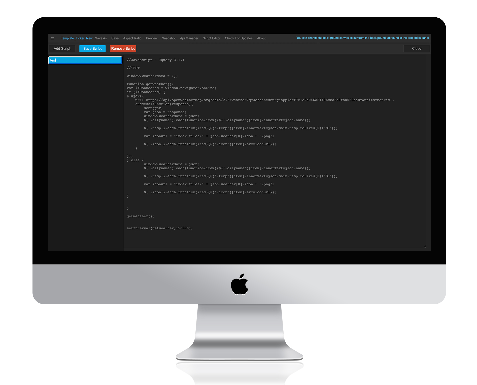 nfinityX Interactive Designer Datapost Script Editor