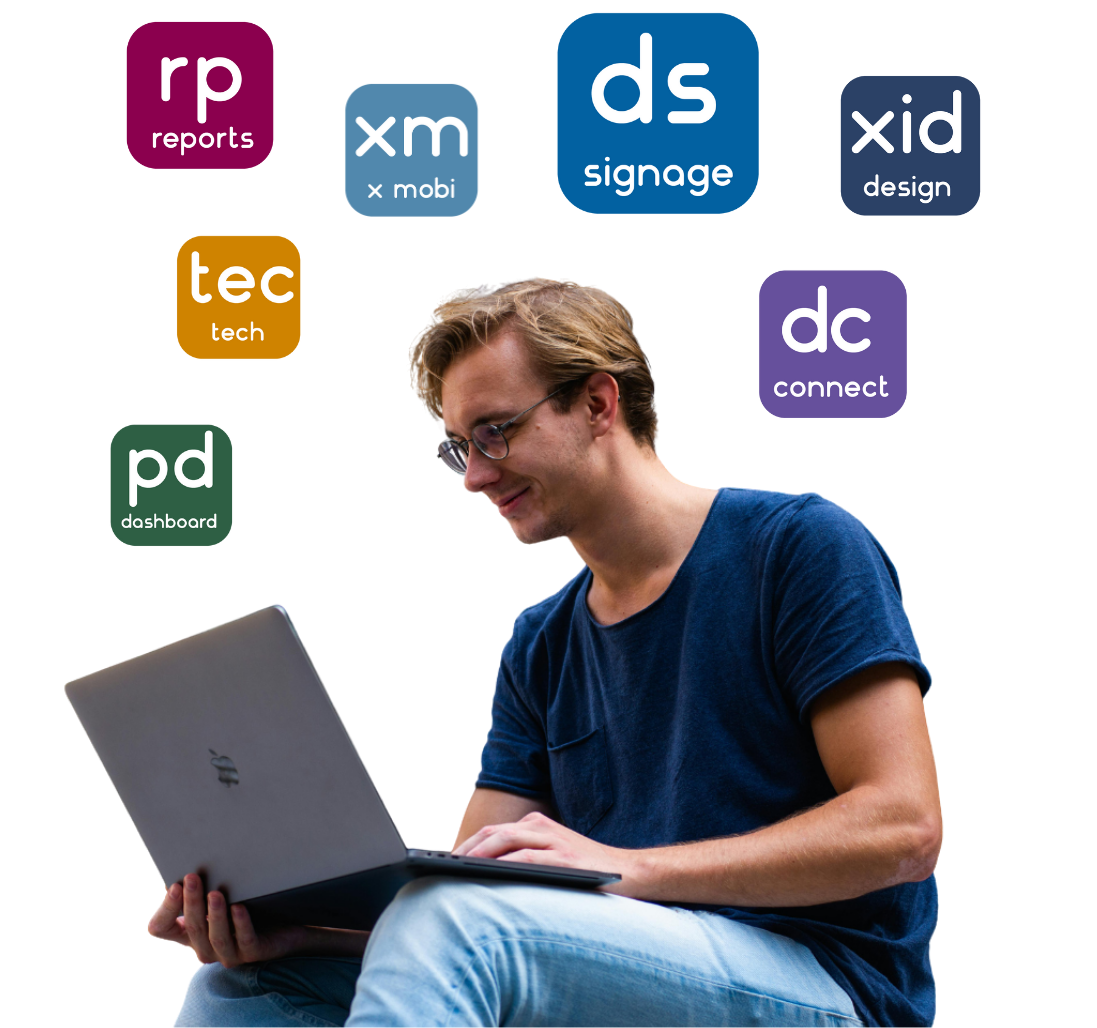 Website imagery (1) Man and floating DS apps