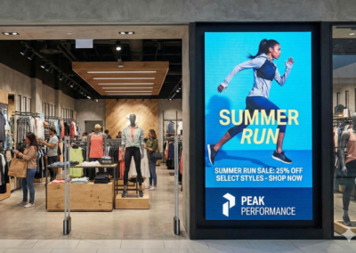 Enterprise Digital Signage screen outside sports store