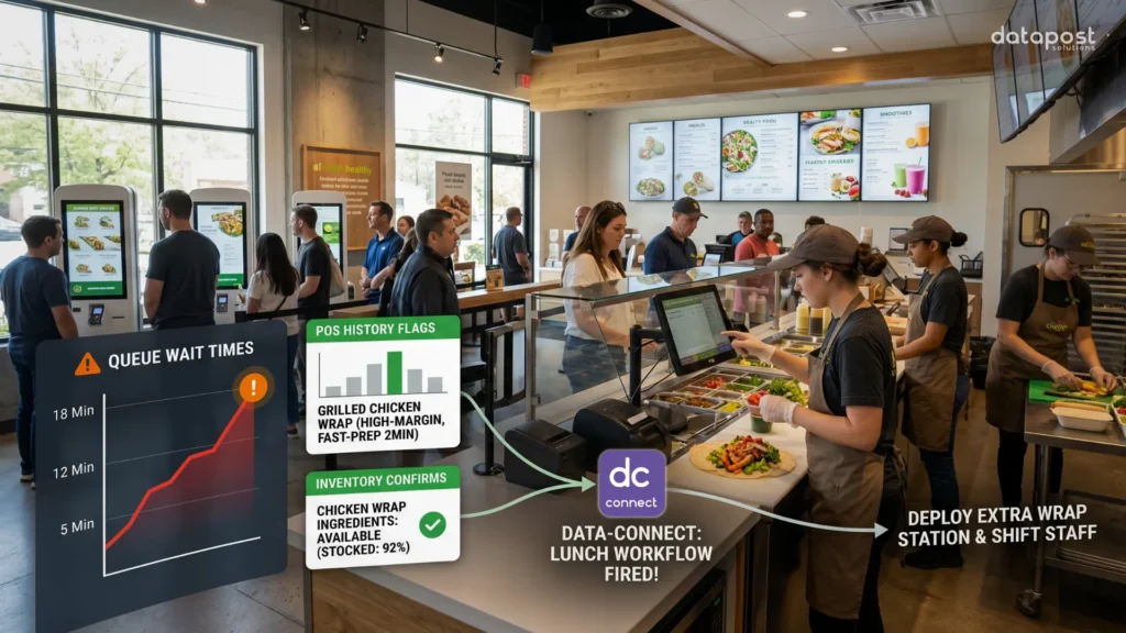 QSR -data connect — the lunch rush, automated end-to-end