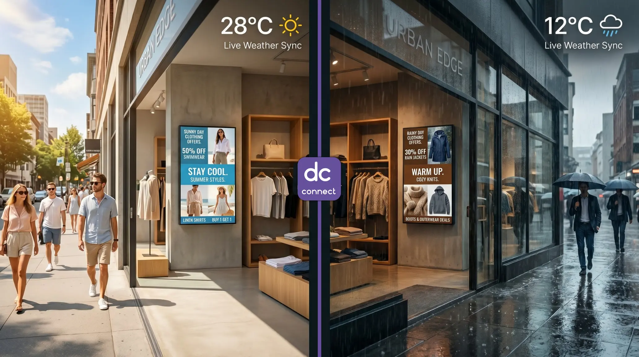 Weather sync - retail offers - split screen